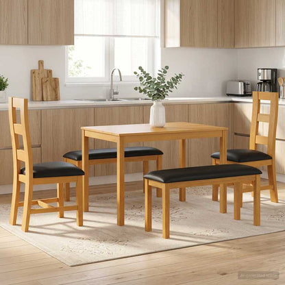 vidaXL Dining Set 5 pcs Black Solid Oak Wood