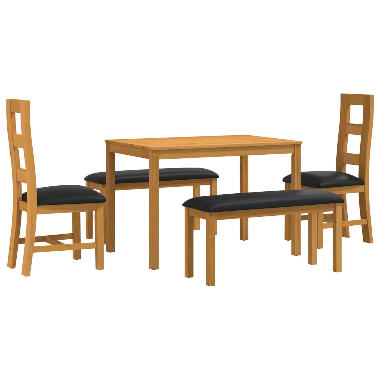 vidaXL Dining Set 5 pcs Black Solid Oak Wood
