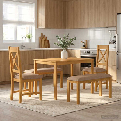 vidaXL Dining Set 5 pcs Grey Solid Oak Wood