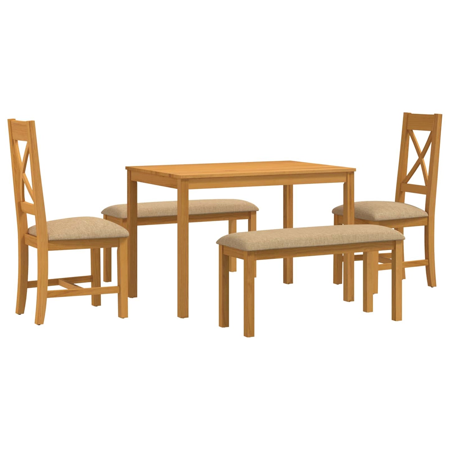vidaXL Dining Set 5 pcs Beige Solid Oak Wood