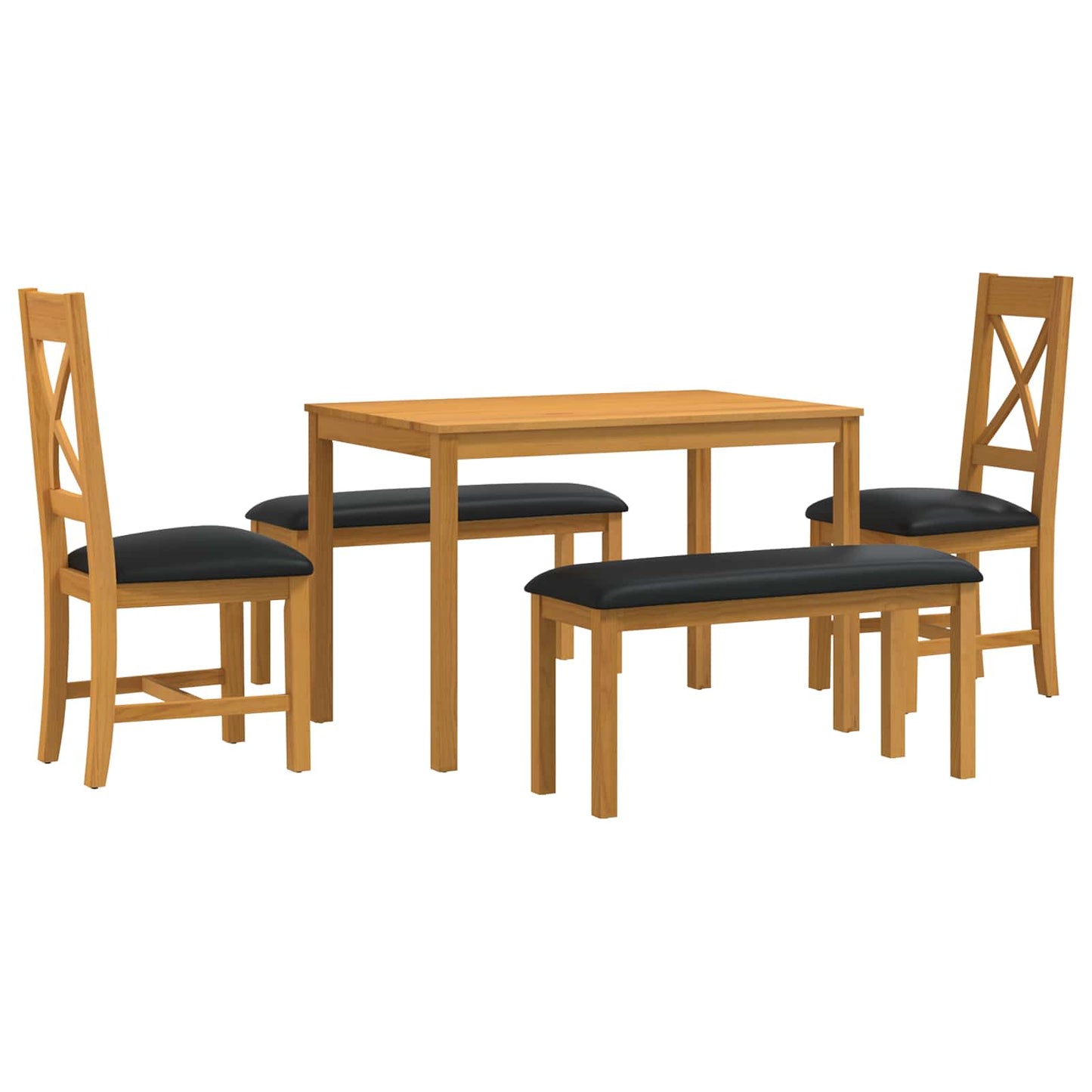 vidaXL Dining Set 5 pcs Black Solid Oak Wood
