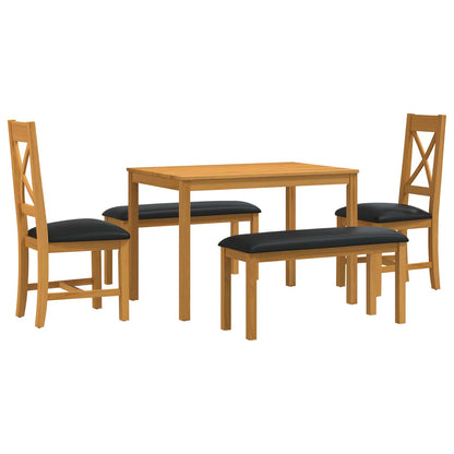 vidaXL Dining Set 5 pcs Black Solid Oak Wood