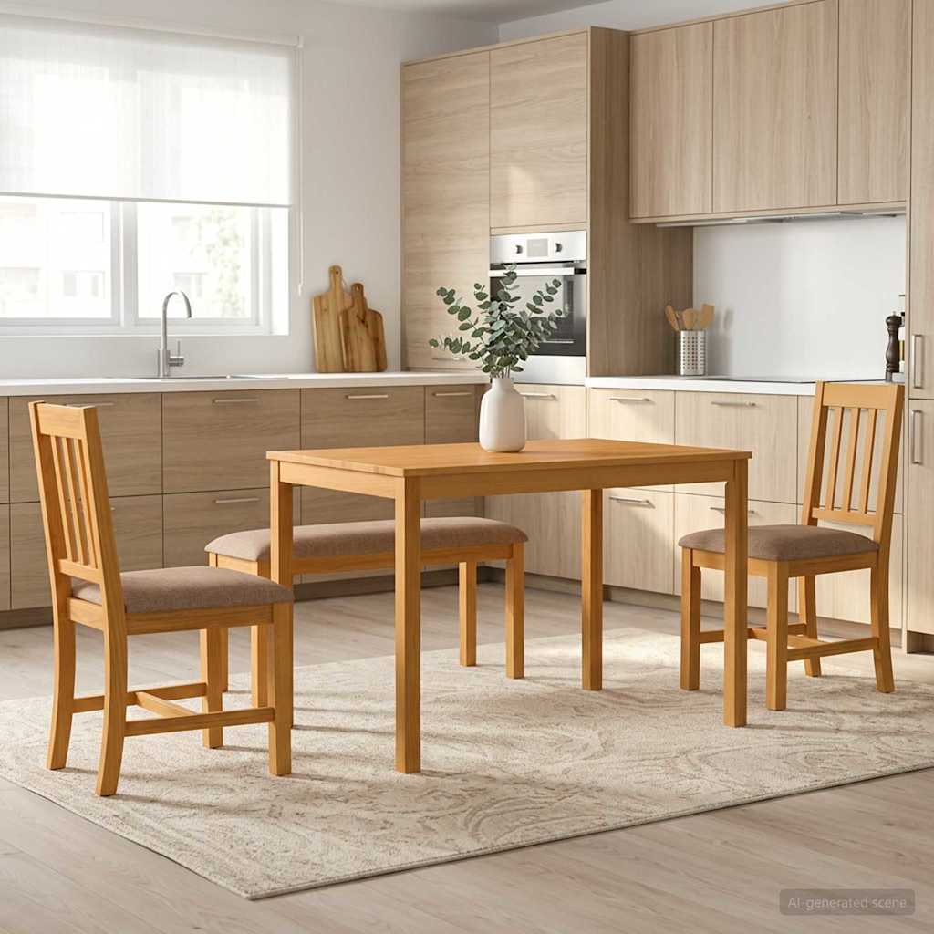 vidaXL Dining Set 4 pcs Grey Solid Oak Wood