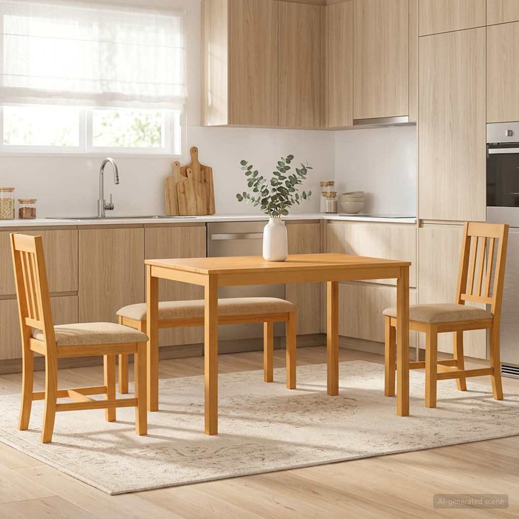 vidaXL Dining Set 4 pcs Beige Solid Oak Wood