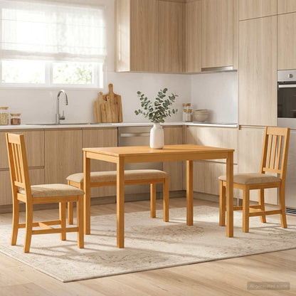 vidaXL Dining Set 4 pcs Beige Solid Oak Wood