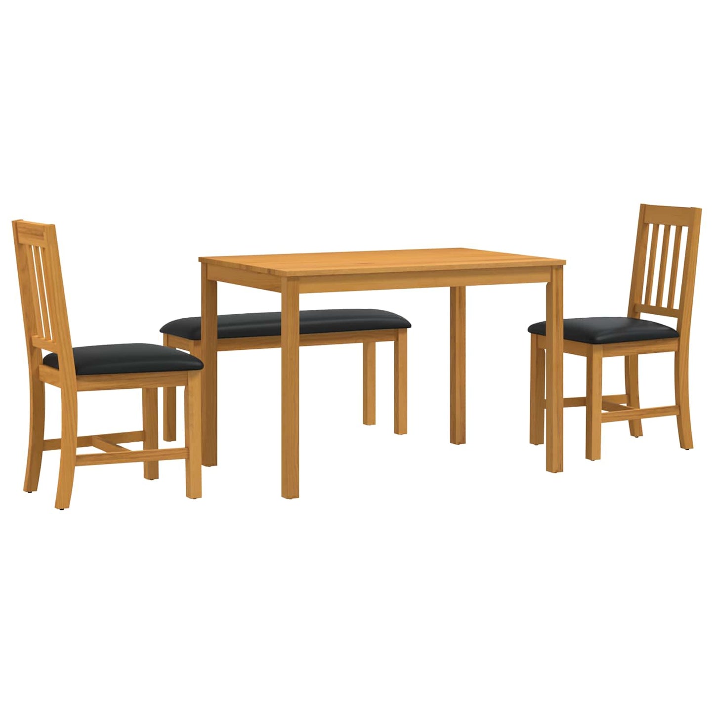 vidaXL Dining Set 4 pcs Black Solid Oak Wood