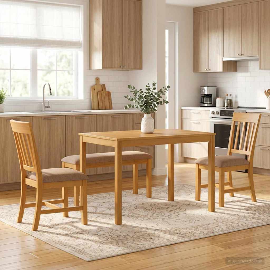 vidaXL Dining Set 4 pcs Grey Solid Oak Wood