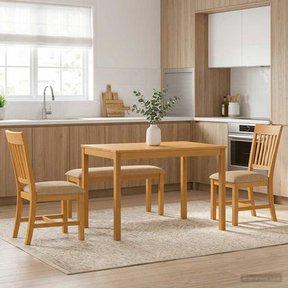 vidaXL Dining Set 4 pcs Beige Solid Oak Wood