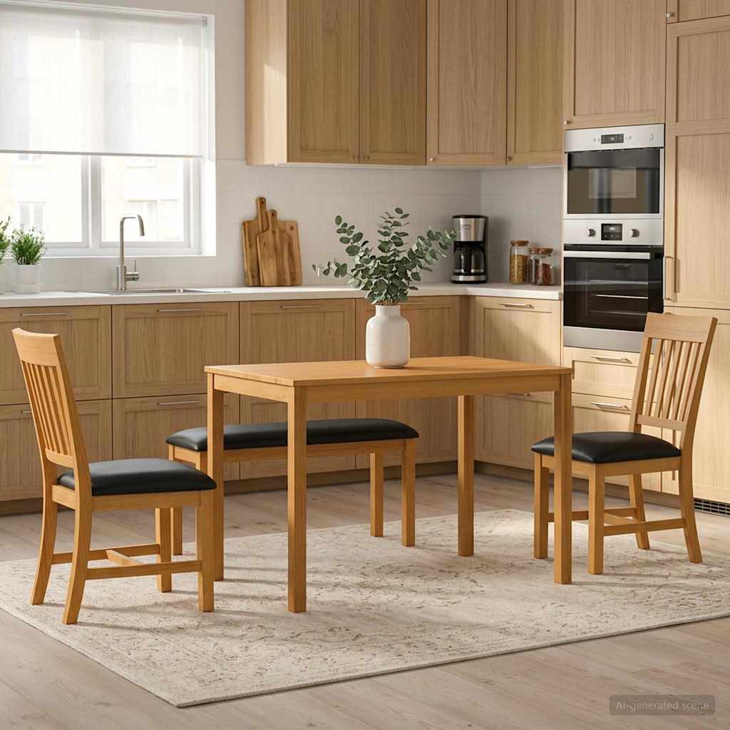 vidaXL Dining Set 4 pcs Black Solid Oak Wood