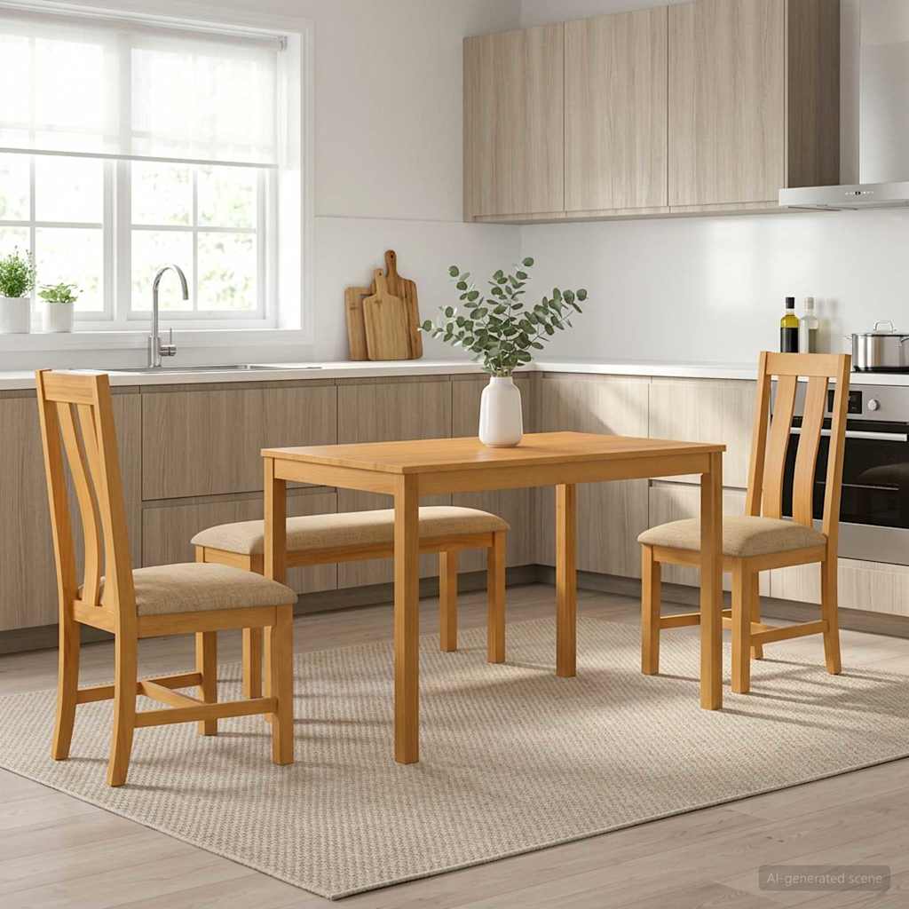 vidaXL Dining Set 4 pcs Beige Solid Oak Wood
