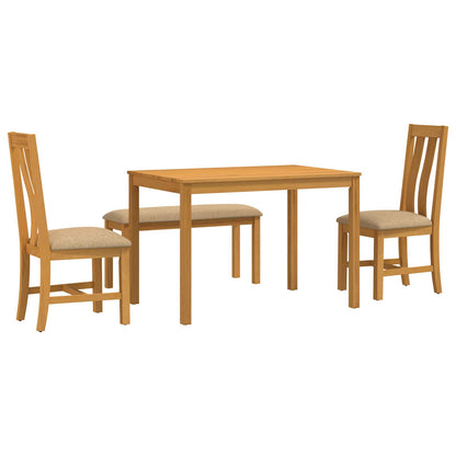 vidaXL Dining Set 4 pcs Beige Solid Oak Wood