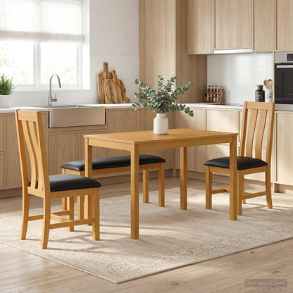 vidaXL Dining Set 4 pcs Black Solid Oak Wood