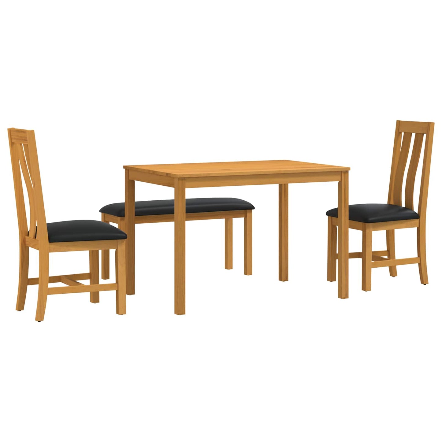vidaXL Dining Set 4 pcs Black Solid Oak Wood
