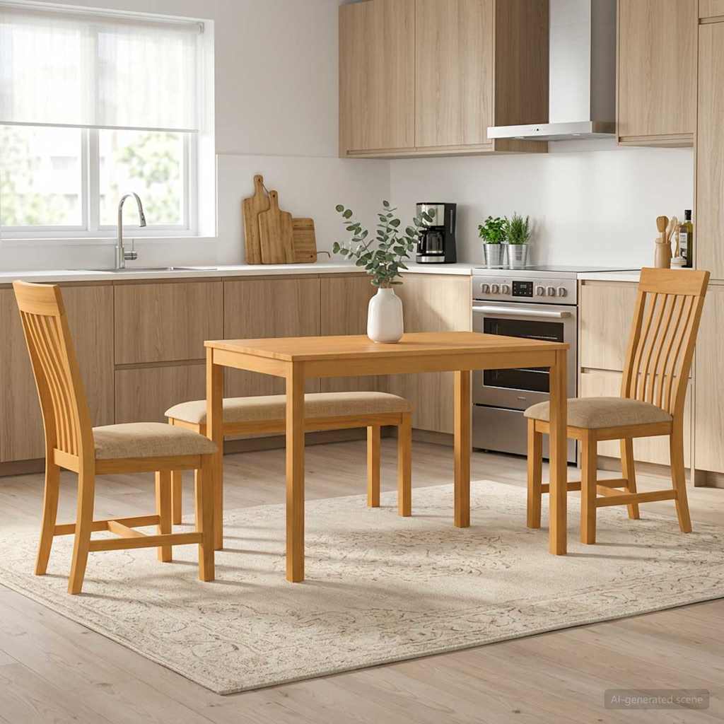 vidaXL Dining Set 4 pcs Beige Solid Oak Wood