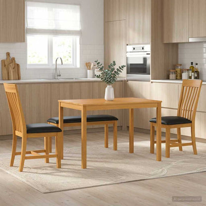 vidaXL Dining Set 4 pcs Black Solid Oak Wood