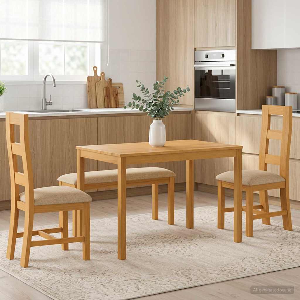 vidaXL Dining Set 4 pcs Beige Solid Oak Wood