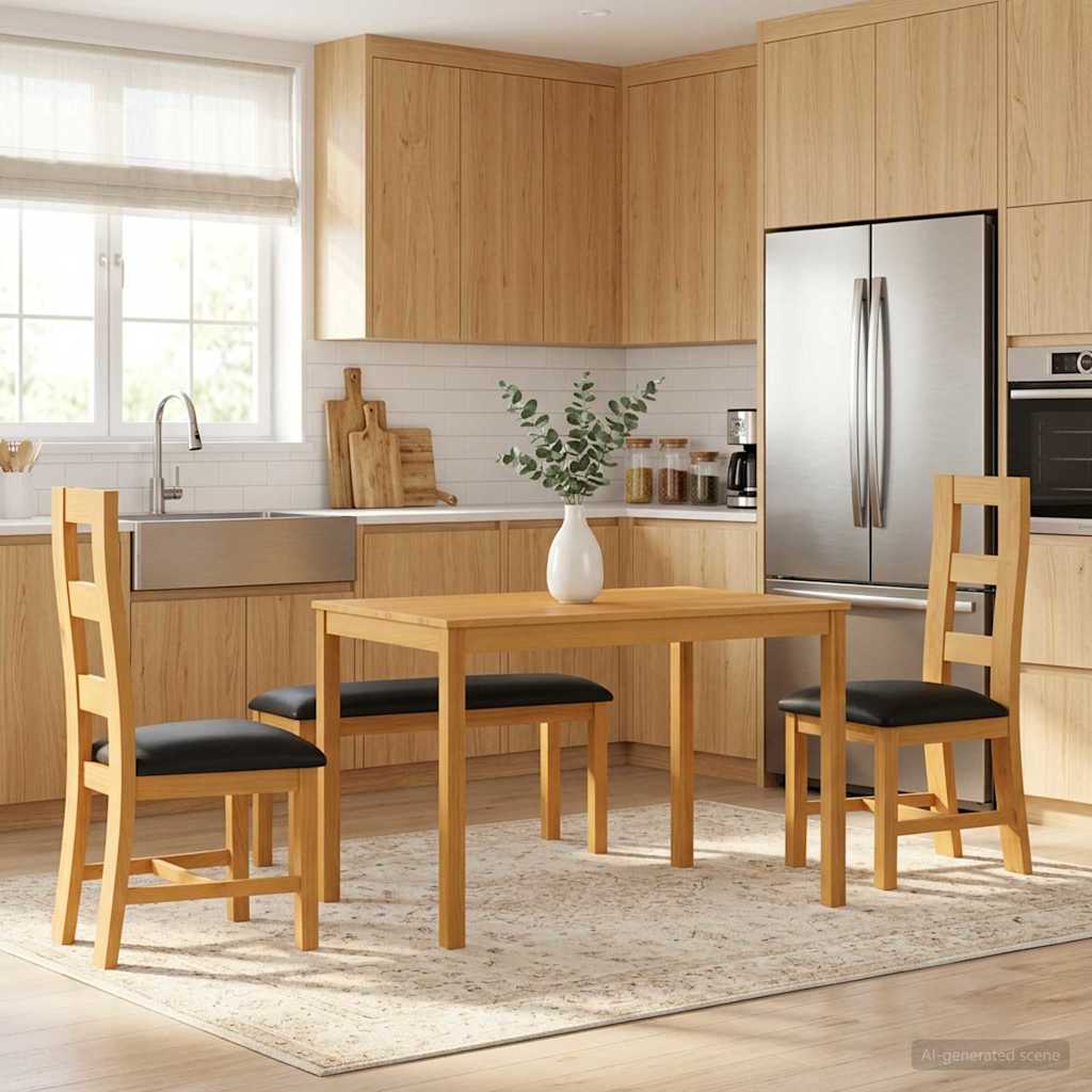 vidaXL Dining Set 4 pcs Black Solid Oak Wood