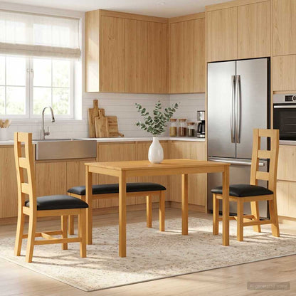 vidaXL Dining Set 4 pcs Black Solid Oak Wood