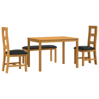 vidaXL Dining Set 4 pcs Black Solid Oak Wood