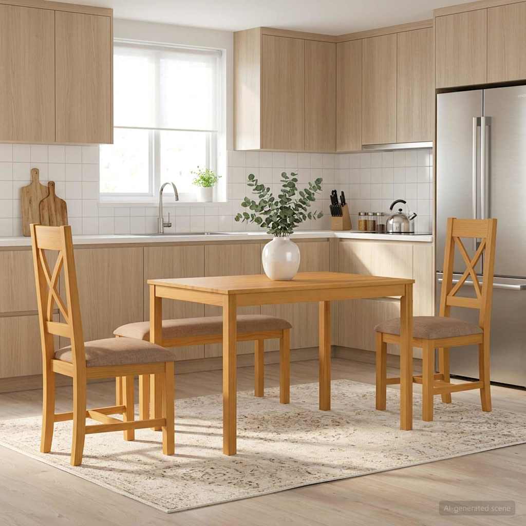 vidaXL Dining Set 4 pcs Grey Solid Oak Wood