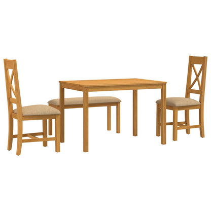 vidaXL Dining Set 4 pcs Beige Solid Oak Wood