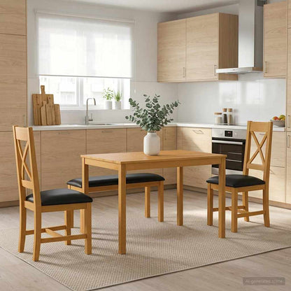 vidaXL Dining Set 4 pcs Black Solid Oak Wood