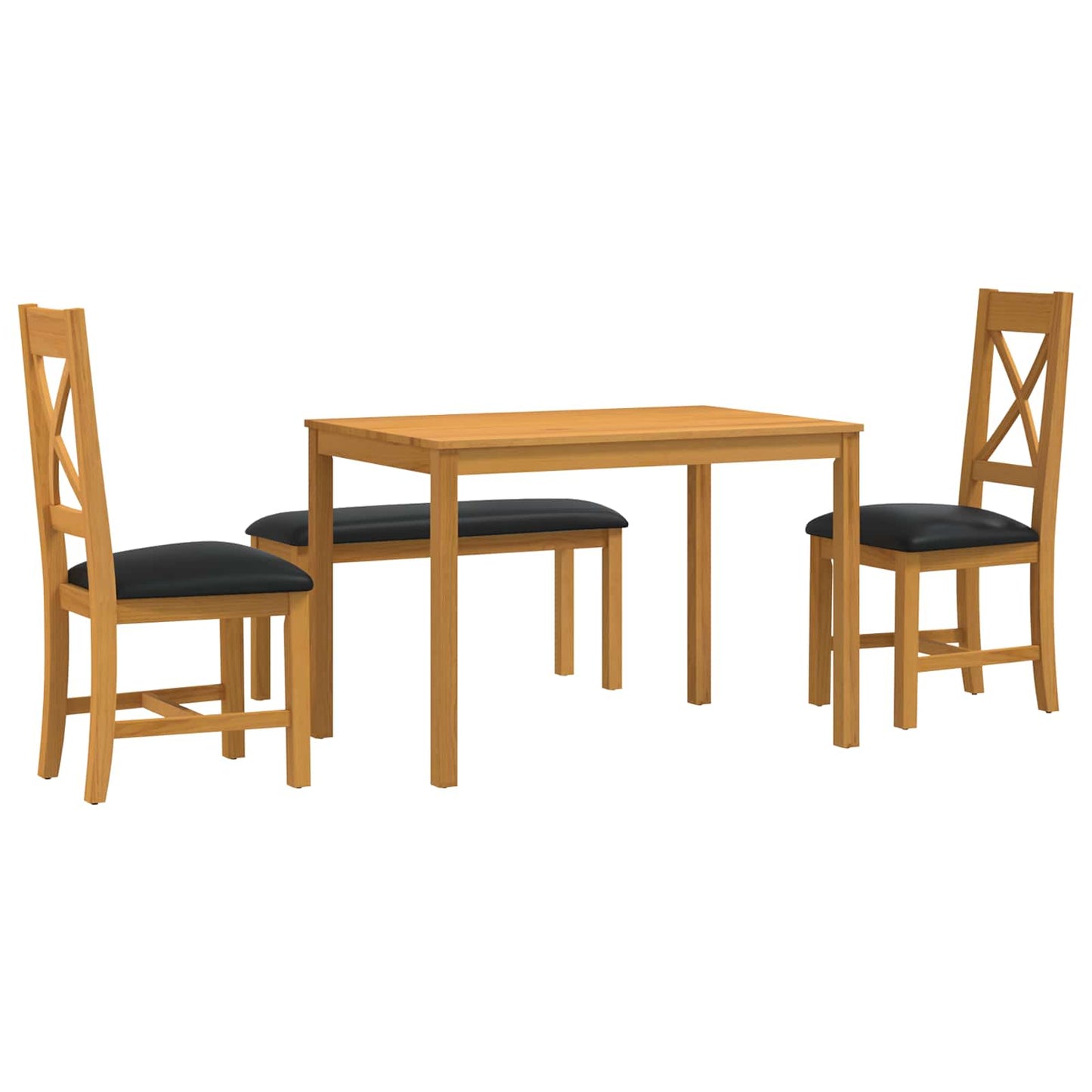 vidaXL Dining Set 4 pcs Black Solid Oak Wood