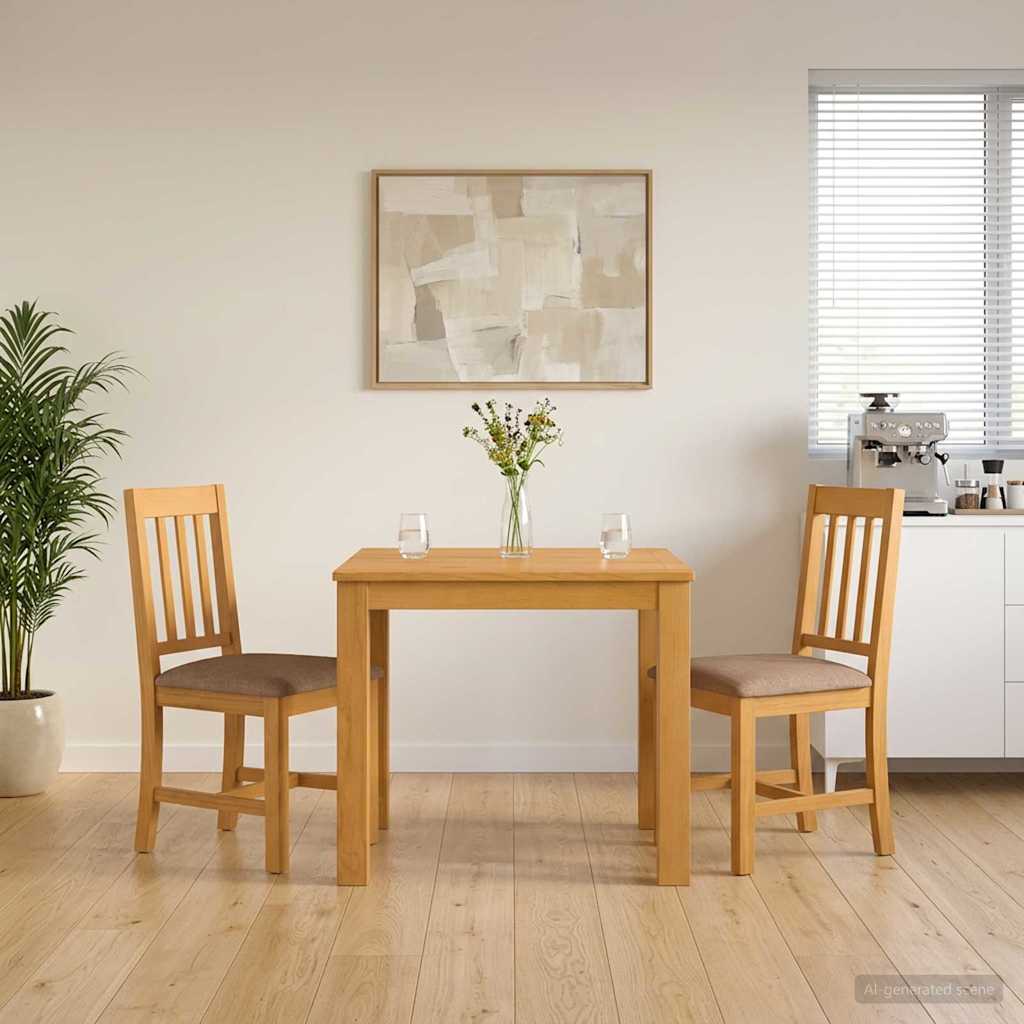 vidaXL Dining Set 3 pcs Grey Solid Oak Wood