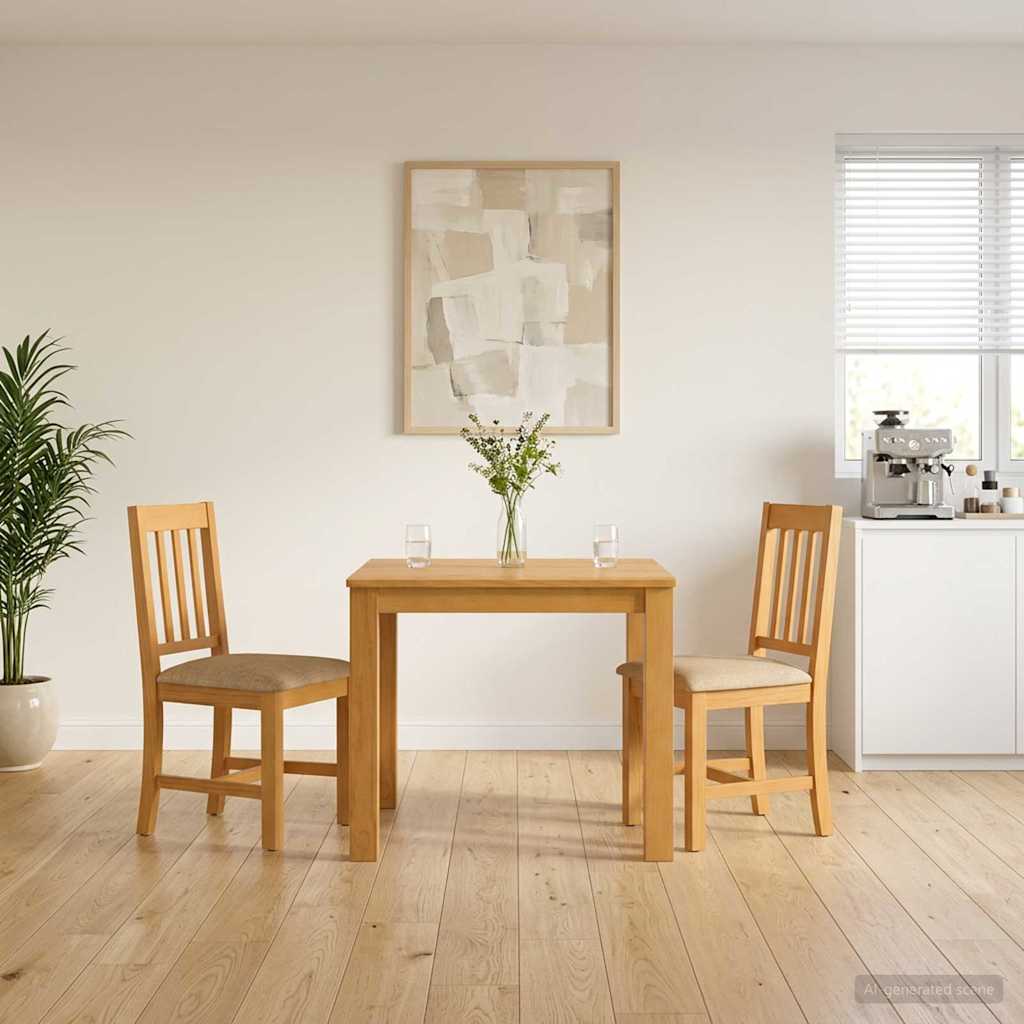 vidaXL Dining Set 3 pcs Beige Solid Oak Wood