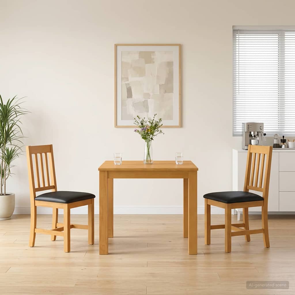 vidaXL Dining Set 3 pcs Black Solid Oak Wood