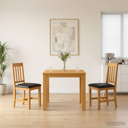 vidaXL Dining Set 3 pcs Black Solid Oak Wood