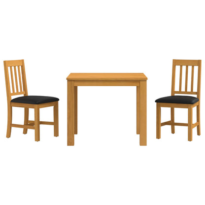 vidaXL Dining Set 3 pcs Black Solid Oak Wood