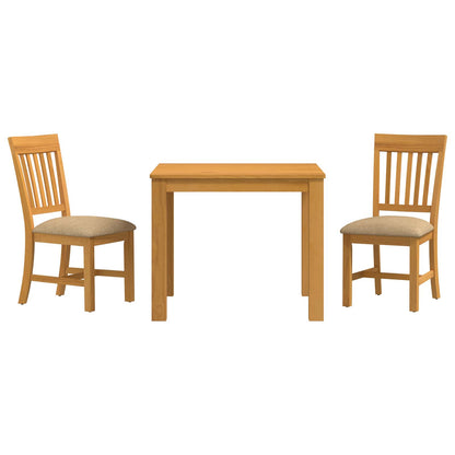 vidaXL Dining Set 3 pcs Beige Solid Oak Wood