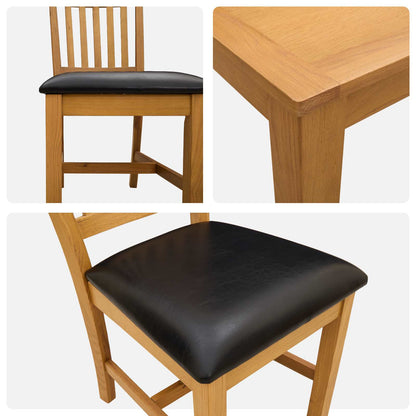 vidaXL Dining Set 3 pcs Black Solid Oak Wood