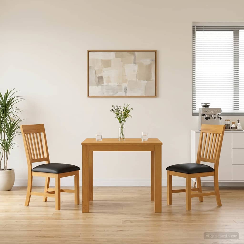 vidaXL Dining Set 3 pcs Black Solid Oak Wood