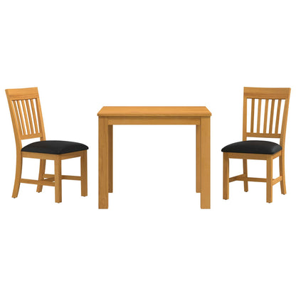 vidaXL Dining Set 3 pcs Black Solid Oak Wood