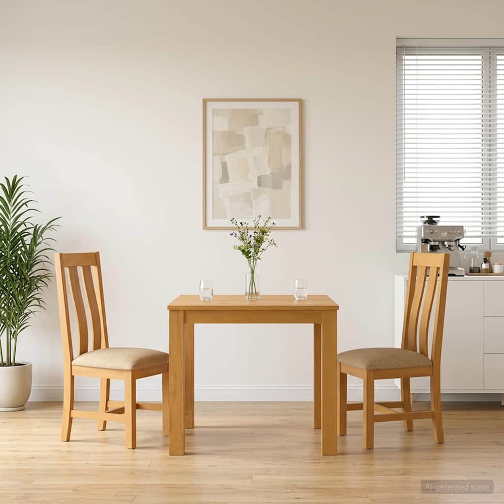 vidaXL Dining Set 3 pcs Beige Solid Oak Wood