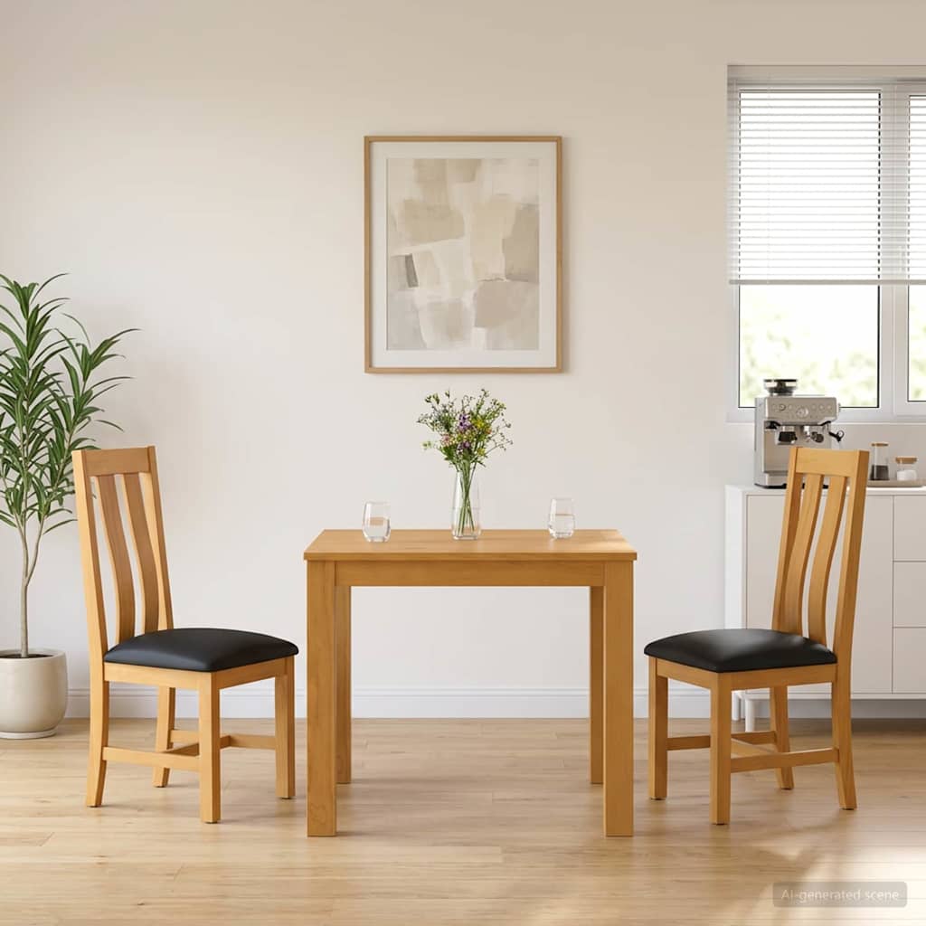 vidaXL Dining Set 3 pcs Black Solid Oak Wood