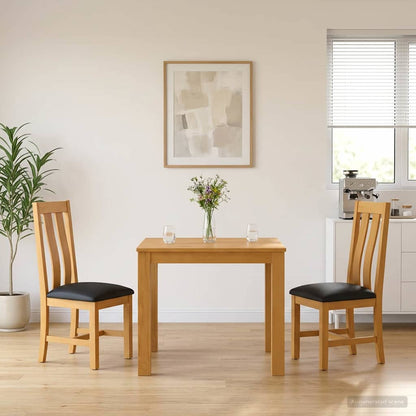 vidaXL Dining Set 3 pcs Black Solid Oak Wood