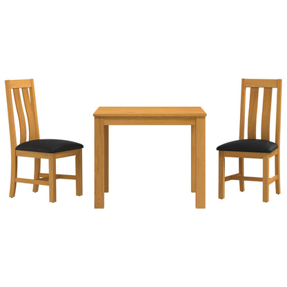 vidaXL Dining Set 3 pcs Black Solid Oak Wood