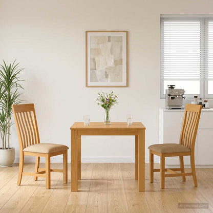 vidaXL Dining Set 3 pcs Beige Solid Oak Wood