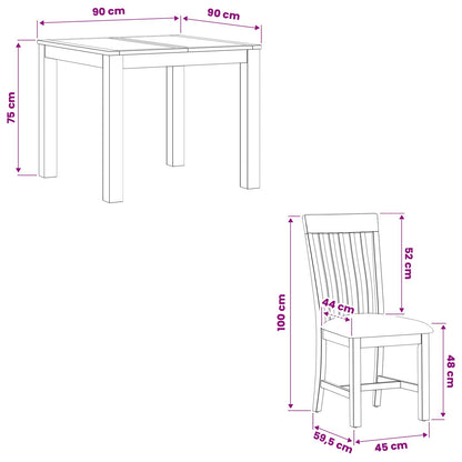 vidaXL Dining Set 3 pcs Beige Solid Oak Wood