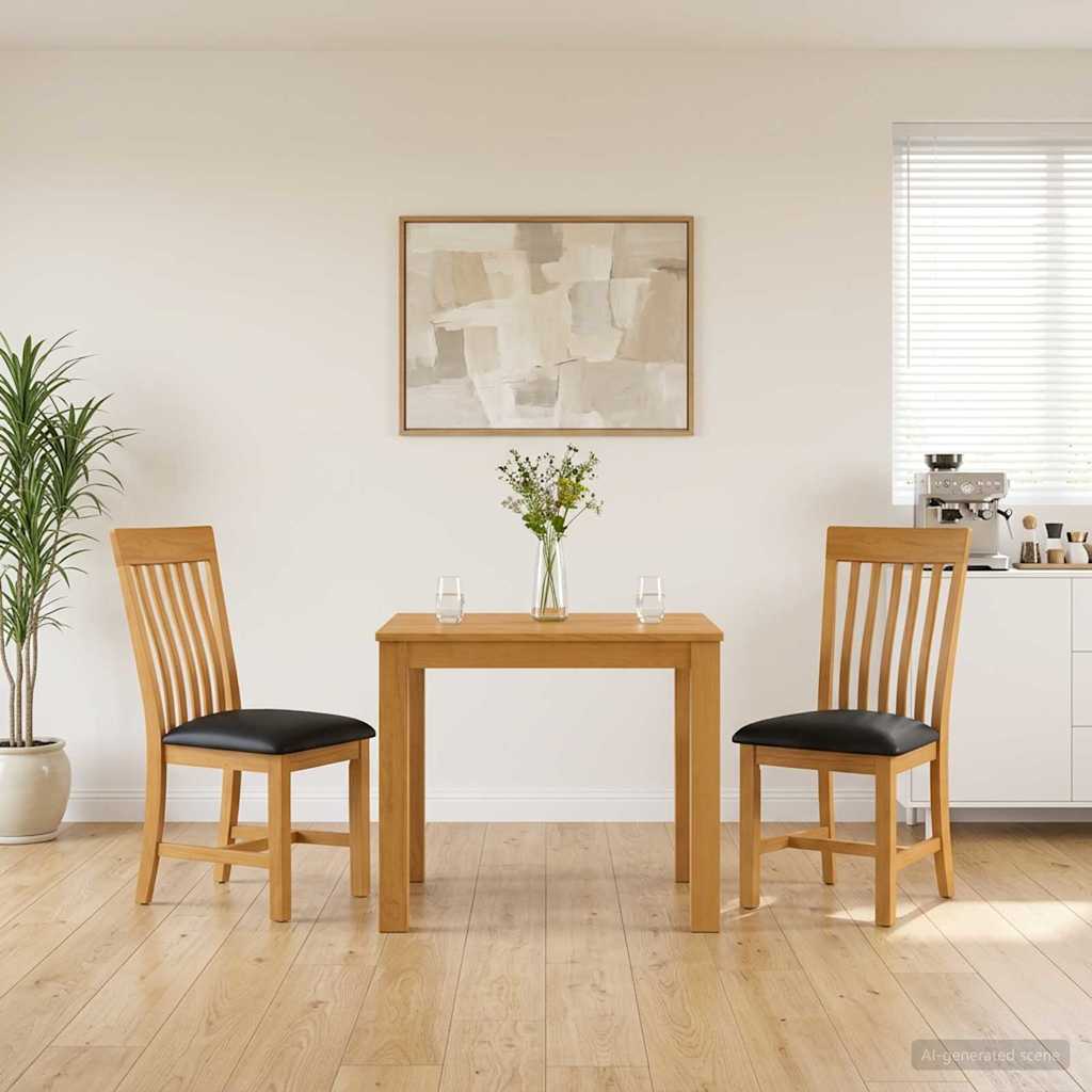 vidaXL Dining Set 3 pcs Black Solid Oak Wood