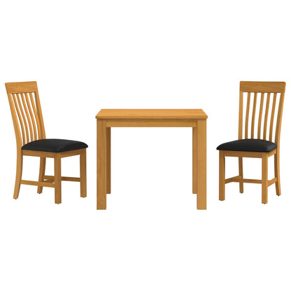 vidaXL Dining Set 3 pcs Black Solid Oak Wood