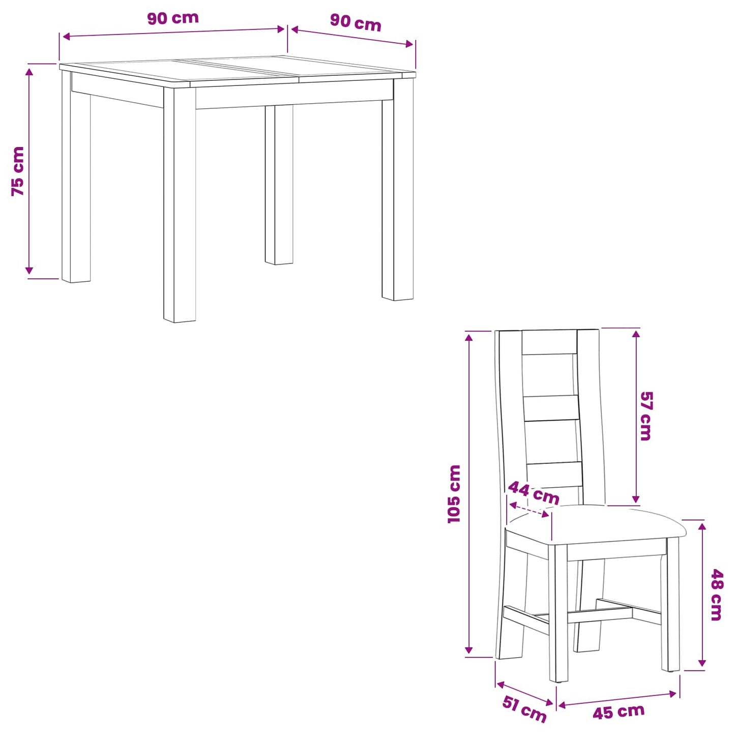 vidaXL Dining Set 3 pcs Grey Solid Oak Wood