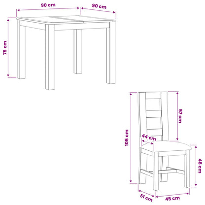 vidaXL Dining Set 3 pcs Grey Solid Oak Wood