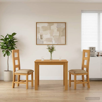 vidaXL Dining Set 3 pcs Beige Solid Oak Wood