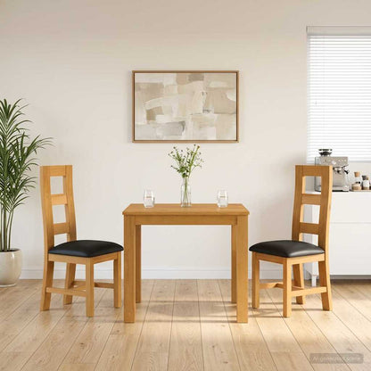 vidaXL Dining Set 3 pcs Black Solid Oak Wood