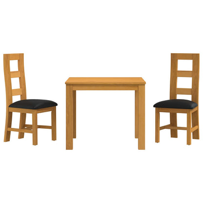 vidaXL Dining Set 3 pcs Black Solid Oak Wood