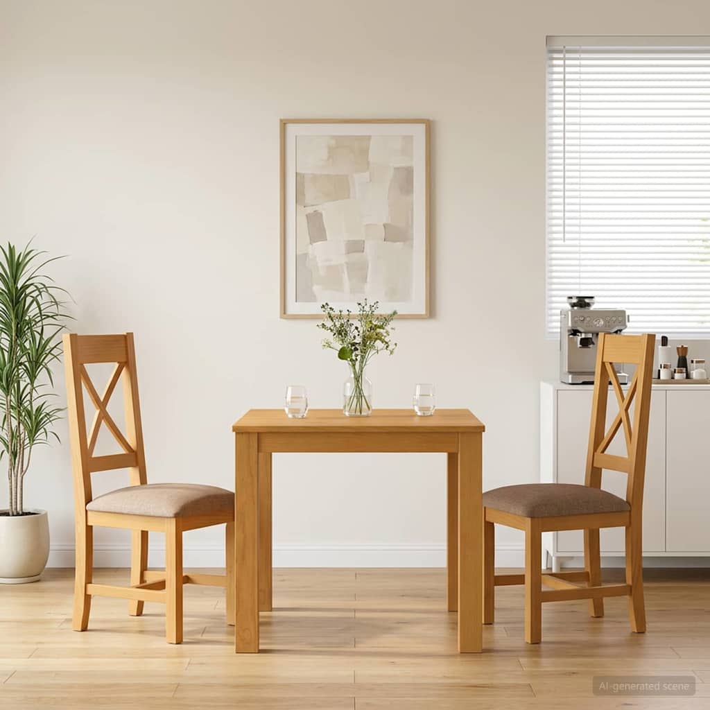 vidaXL Dining Set 3 pcs Grey Solid Oak Wood